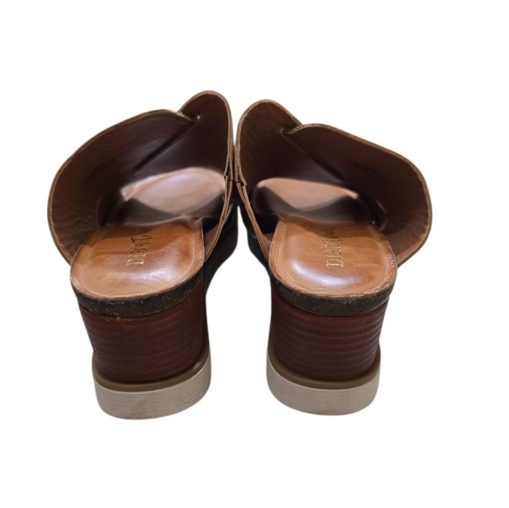 Diba True Leather Beachy Keen Wedge Sandals Brown Metallic Gold 10 - Picture 7 of 8